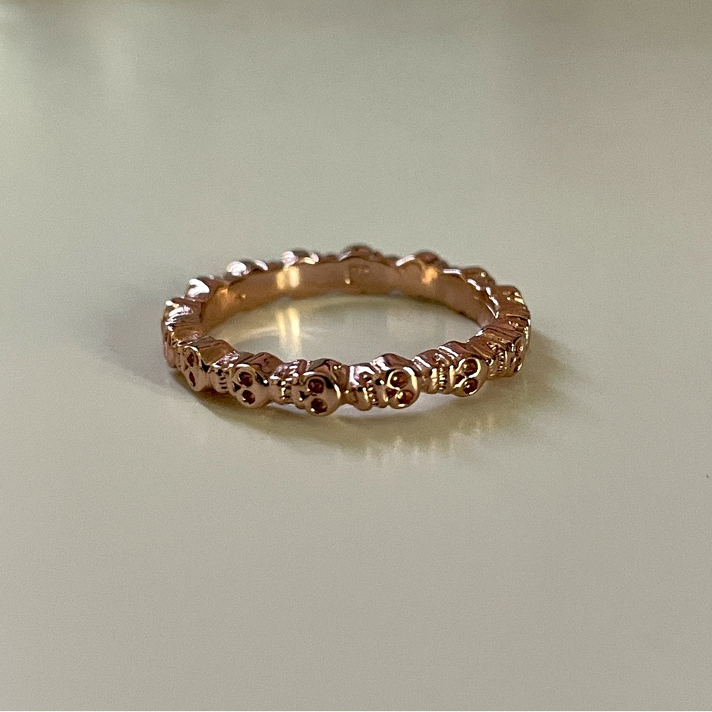 Bing Bang NYC eternity skull ring in rose gold plate size 7